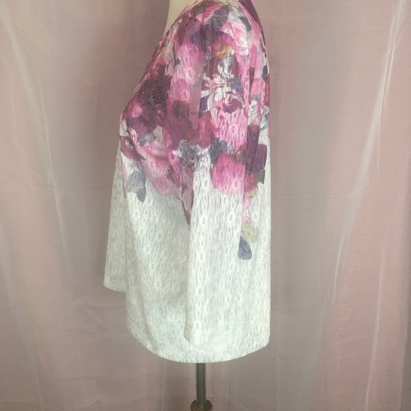 Alfred Dunner Watercolor Floral Top PM FREE SHIP - Picture 2 of 4